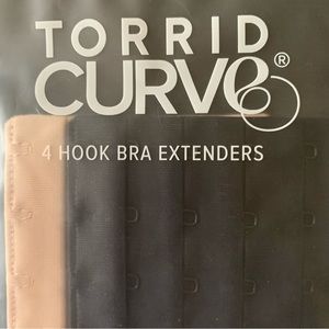 NEW! TORRID 4-Hook Bra Extenders, Set of Two, Black & Tan, Brand New in Bag!